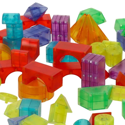 Magnetic cuburi de construcție, luminos baterii, 3D figurine, 64 buc.