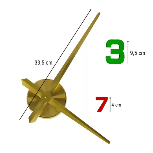 Bricolaj Ceas de perete, reglabil, 80-90 cm, auriu culoare, 12 cifre