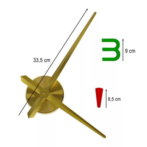 Bricolaj Ceas de perete, reglabil, 80-90 cm, auriu culoare, 4 cifre