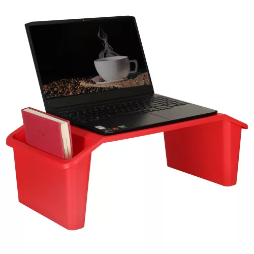 Laptopasztal szervezővel, utazókocsi gyerekeknek zsebekkel, reggeliző állvány, hordozható, stabil, piros