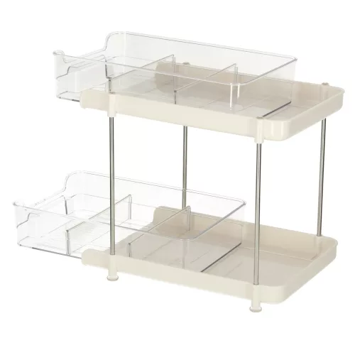 Organizator masăi suport articol, articol, tolceasft kozmetikai compartimentekkel, akril, 2 niveles
