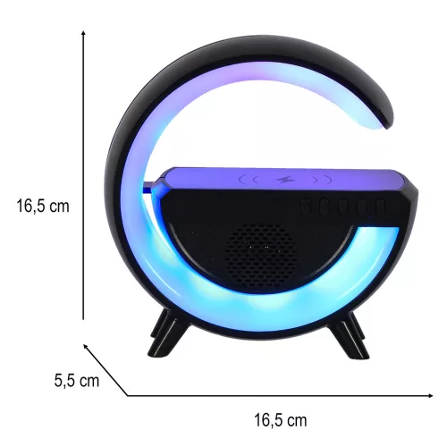 RGB Játékos LED Lámpa Hangszóró Induktív Töltő Fekete