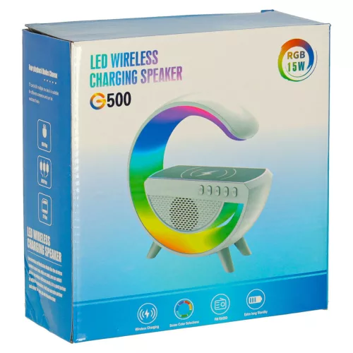 RGB Játékos LED Lámpa Hangszóró Induktív Töltő Fekete