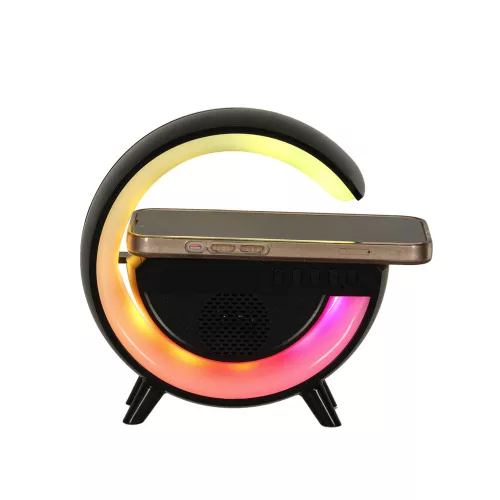 RGB Játékos LED Lámpa Hangszóró Induktív Töltő Fekete