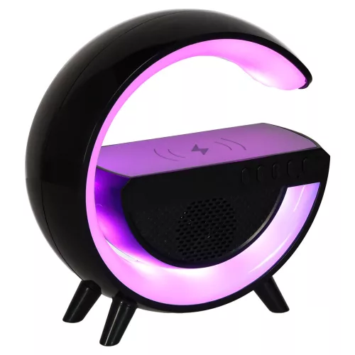 RGB Játékos LED Lámpa Hangszóró Induktív Töltő Fekete