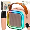 Karaoke szett Bluetooth hangszóró mikrofon USB LED rózsaszín
