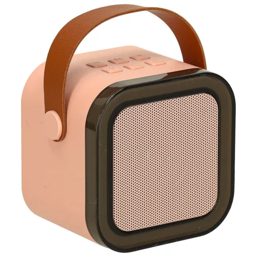 Karaoke szett Bluetooth hangszóró mikrofon USB LED rózsaszín