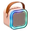 Karaoke szett Bluetooth hangszóró mikrofon USB LED rózsaszín