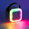 Karaoke szett Bluetooth hangszóró mikrofon USB LED rózsaszín