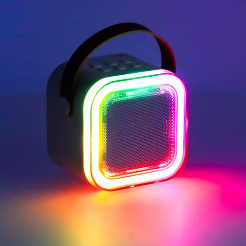 Karaoke szett Bluetooth hangszóró mikrofon USB LED rózsaszín