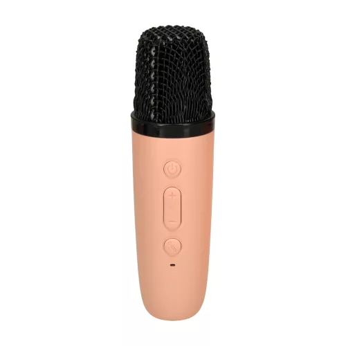 Karaoke szett Bluetooth hangszóró mikrofon USB LED rózsaszín