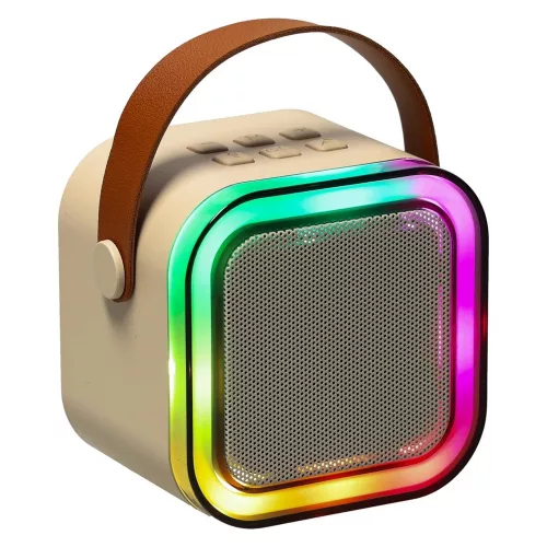 Karaoke szett Bluetooth hangszóró mikrofon USB LED bézs