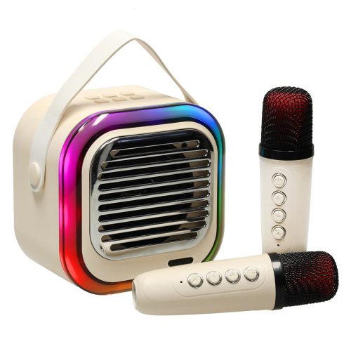 USB Bluetooth karaoke hangszóró krémszínű