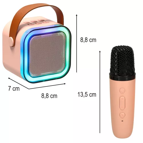 Karaoke set Bluetooth Boxă 2 microfon USB LED 6W roz