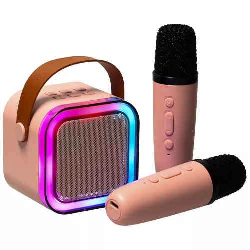 Karaoke set Bluetooth Boxă 2 microfon USB LED 6W roz