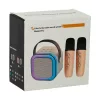 Karaoke set 2 microfonnal + portabil Boxă BLUETOOTH USB LED bej în culori