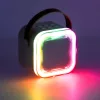 Karaoke set 2 microfonnal + portabil Boxă BLUETOOTH USB LED bej în culori