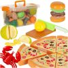 Deluxe Ételvágó Játékkészlet – Pizza, Hamburger, Gyümölcsök és Tengeri Gyümölcsök Tárolódobozzal 36 db