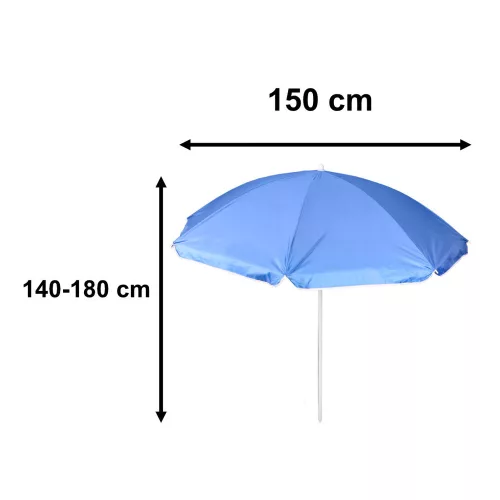 Állítható, összecsukható, UV sugárzású napernyő, 150 cm, kék