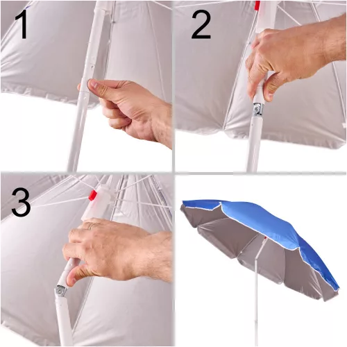 Állítható, összecsukható, UV sugárzású napernyő, 150 cm, kék