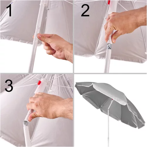 Állítható, összecsukható, UV sugárzású kerti napernyő, 150 cm, szürke