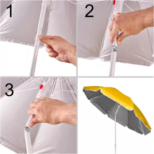 Állítható, összecsukható, UV-sugárzású napernyő, 150 cm, sárga