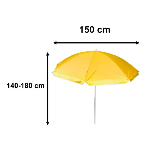 Állítható, összecsukható, UV-sugárzású napernyő, 150 cm, sárga