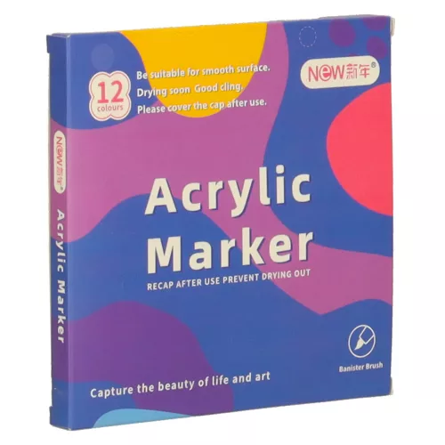 Akril markerek pentru textile, pentru pietre, filctollak, impermeabil markerek, pentru bricolaj 12 buc.