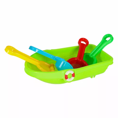 Barcă cu accesorii forme pentru nisip forme pentru apă + pulverizator de apă seringă 12 buc.