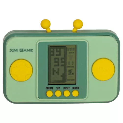 Arcade játék, elektronikus konzol, retró játék, hordozható, kézi, zöld