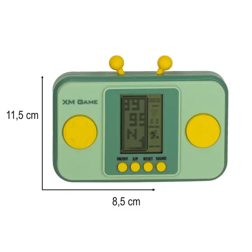 Arcade játék, elektronikus konzol, retró játék, hordozható, kézi, zöld