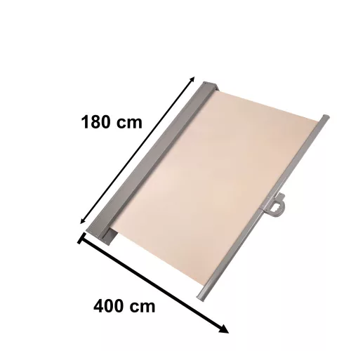 LUARO terasz oldalsó napellenző feltekerhető paraván 180 x 400 cm bézs