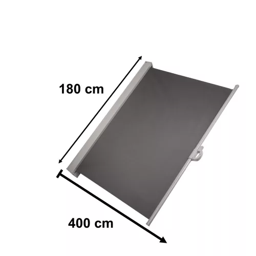 LUARO oldalsó terasz napellenző feltekerhető szúnyogháló 180 x 400 cm szürke