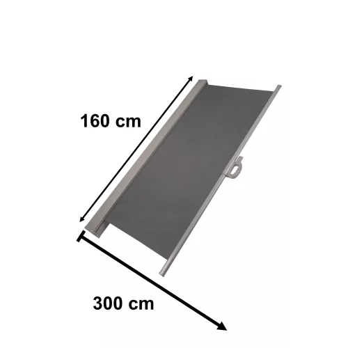 LUARO oldalsó terasz napellenző feltekerhető szúnyogháló 160 x 300 cm szürke