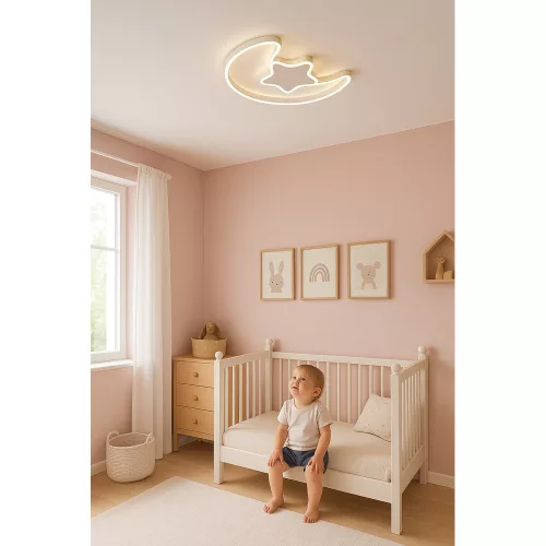 LED mennyezeti lámpa gyerekszobába, szabályozható fényerővel + távirányítóval, holdfehér