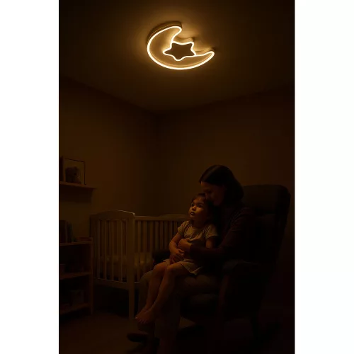 LED mennyezeti lámpa gyerekszobába, szabályozható fényerővel + távirányítóval, holdfehér