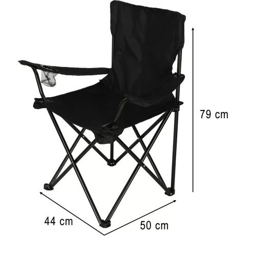 LUARO pliabil scaun, kemping, negru
