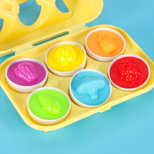 oktatási puzzle sorter megfelelő formák tojás montessori gyümölcsök zöldség 6db