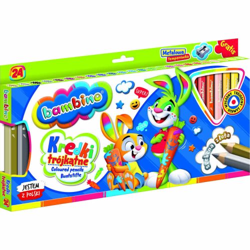BAMBINO Fakeretes háromszög alakú ceruza 24 színű + hegyező