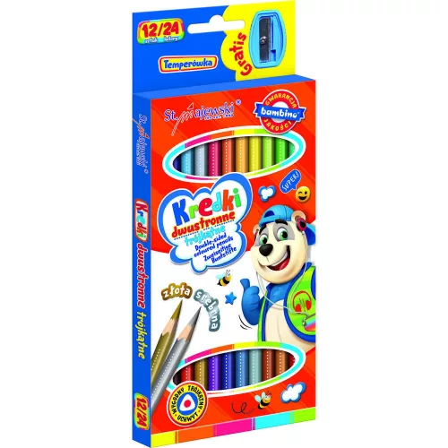 BAMBINO Iskolai háromszög alakú ceruza kétoldalas 12/24 szín + hegyező