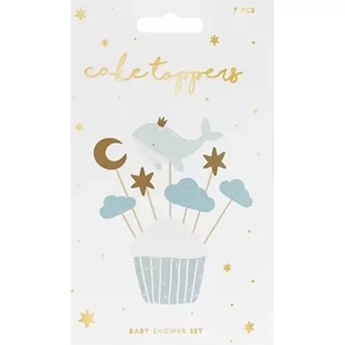 Muffin és cupcake dekorációk - Bálna 11cm-13.5cm 7 darab